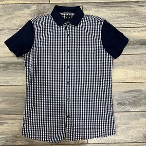 Armani Exchange Navy and White Gingham Shirt